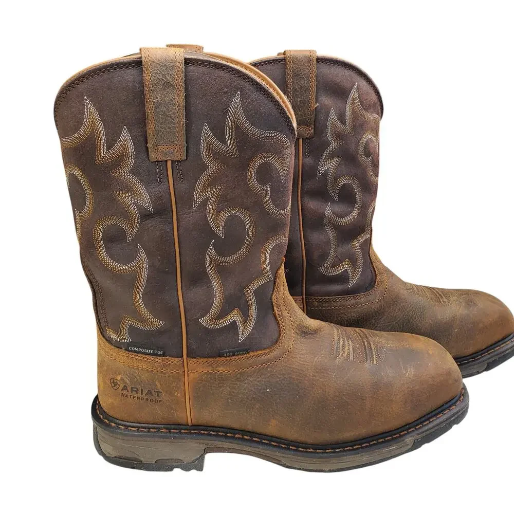 Ariat Mens Workhog Wide Square Toe Work Boots Waterproof Size 10.5 Wide